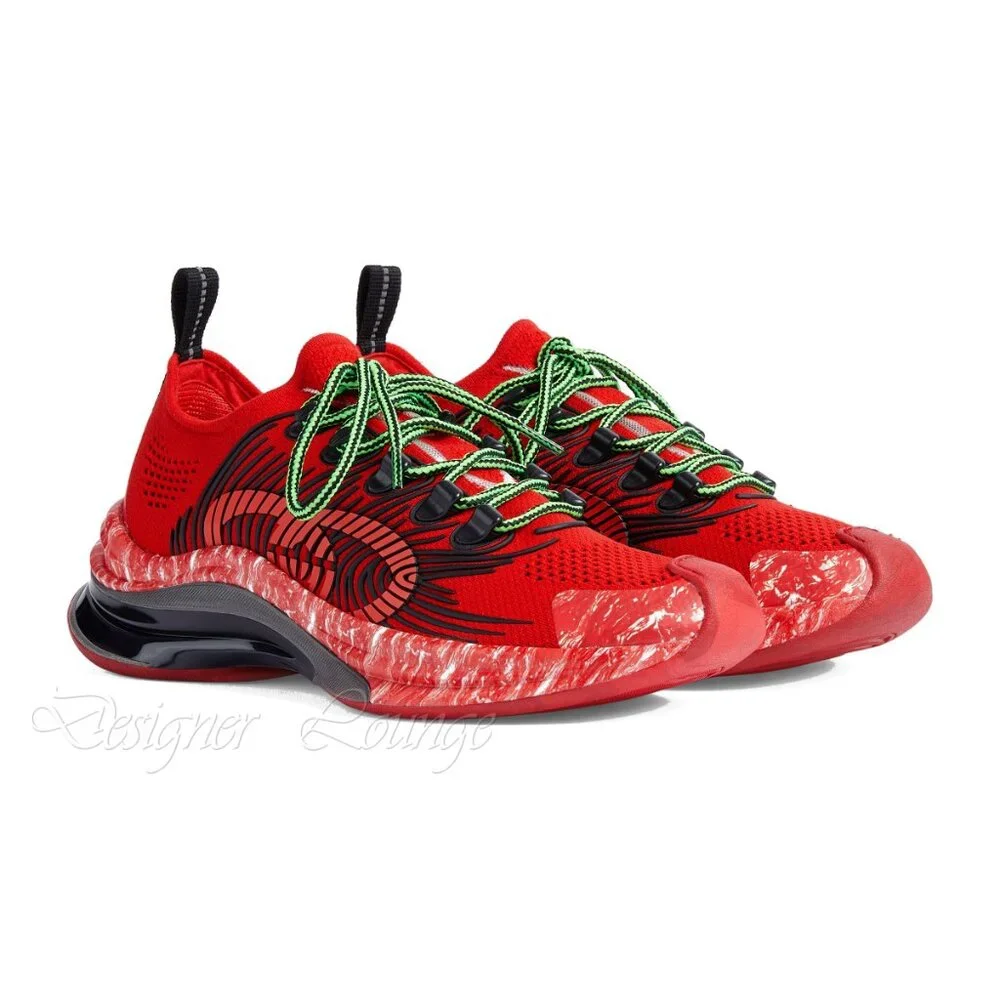 NEW GUCCI Run GG Logo Red/Black Men’s Low Top Sneakers Size G 9.5 US 10 Authent